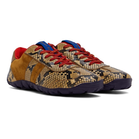 NWT Wales Bonner Tan Cadence Python Suede Sneakers IT 39 - Picture 1 of 7